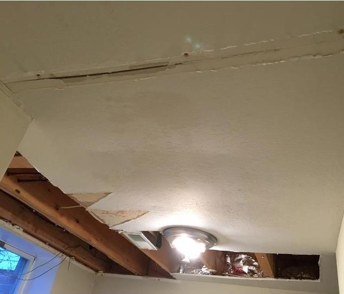 ceiling missing from water damage
