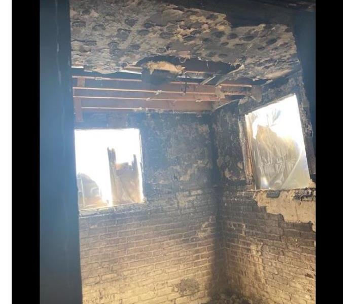 fire damaged room in residential home