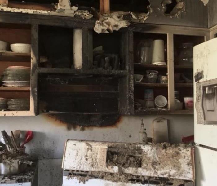 fire damaged kitchen